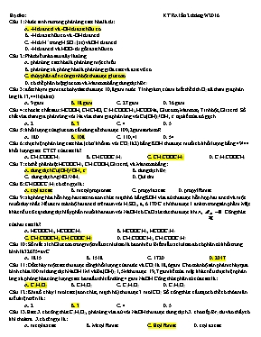 Đề kiểm tra Tháng 9 môn Hóa học Lớp 12 - Đề số 1